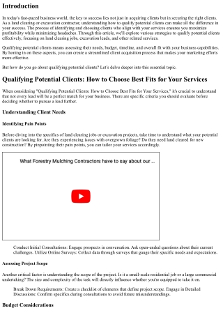 “Qualifying Potential Clients: How to Choose Best Fits for Your Services”