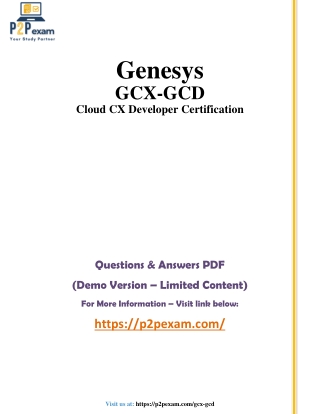 Cloud CX Developer GCX-GCD Exam Q&A with Simple PDF Guide