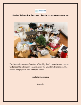 Senior Relocation Services  Declutterassistance.com.au