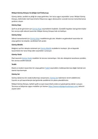 Midyat Gümüş Dünyası ile Şıklığın Zarif Dokunuşu