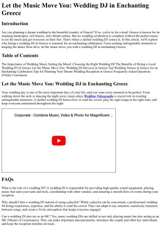 Let the Music Move You Wedding DJ in Enchanting Greece