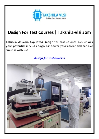 Design For Test Courses Takshila-vlsi.com