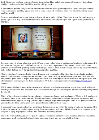 Playing Internet Casino Games