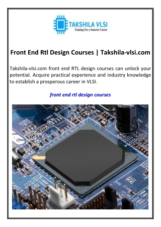 Front End Rtl Design Courses Takshila-vlsi.com