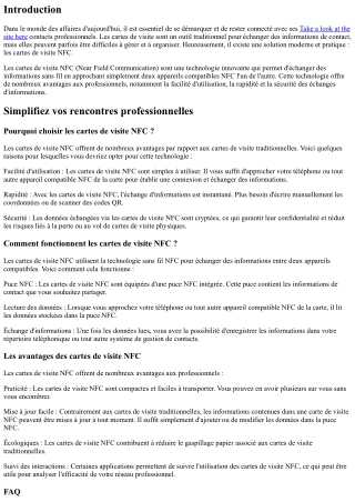 Simplifiez vos rencontres professionnelles avec les cartes de visite NFC