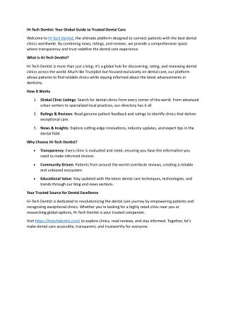 Hi-Tech Dentist Revolutionizing Dental Care Worldwide