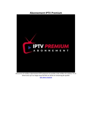 Abonnement IPTV Premium