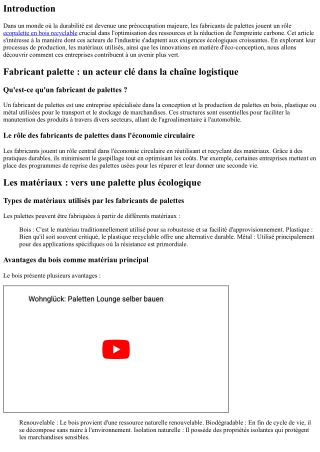 Fabricants de palettes : vers une production plus verte