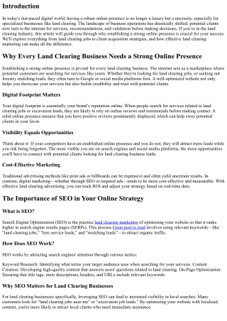 “Why Every Land Clearing Business Needs a Strong Online Presence”