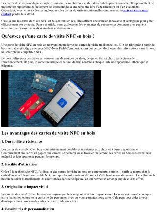 Les cartes de visite NFC en bois : une solution innovante pour gérer efficacemen