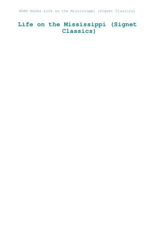 READ Books Life on the Mississippi (Signet Classics)