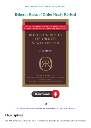 Books Robert's Rules of Order Newly Revised
