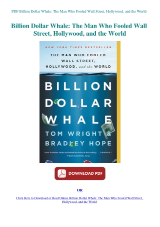 PDF Billion Dollar Whale The Man Who Fooled Wall Street  Hollywood  and the World