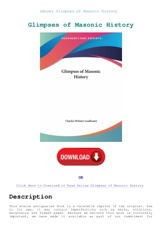 eBooks Glimpses of Masonic History