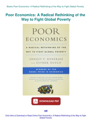 Books Poor Economics A Radical Rethinking of the Way to Fight Global Poverty
