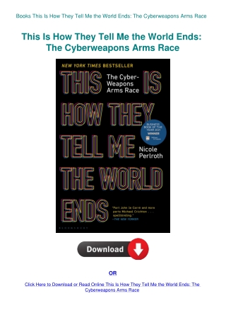 Books This Is How They Tell Me the World Ends The Cyberweapons Arms Race