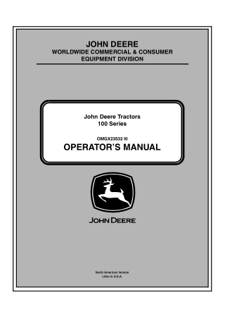 John Deere 100 Series D100 D110 D120 D130 D140 D150 D160 D170 Lawn Tractors Operator’s Manual Instant Download (PIN10000