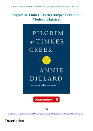 READ Books Pilgrim at Tinker Creek (Harper Perennial Modern Classics)