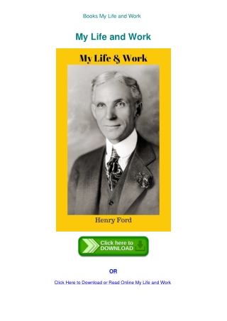 Books My Life and Work