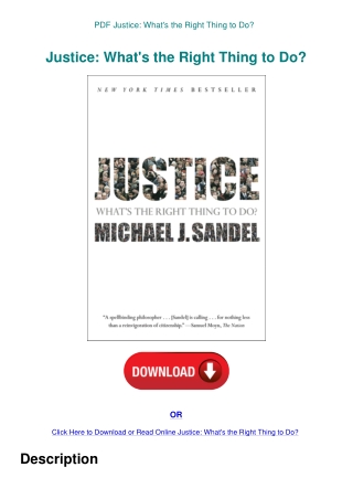 PDF Justice What's the Right Thing to Do