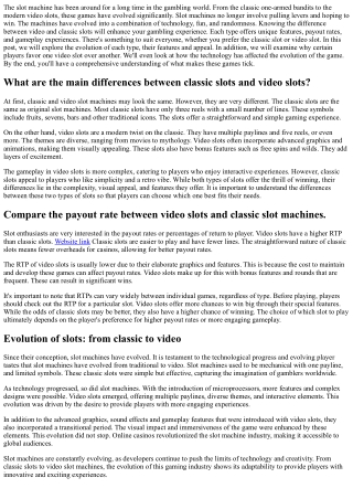 Classic vs Video Slots: Choose Your Perfect Spin