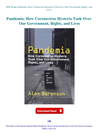 PDF Books Pandemia How Coronavirus Hysteria Took Over Our Government  Rights  and Lives