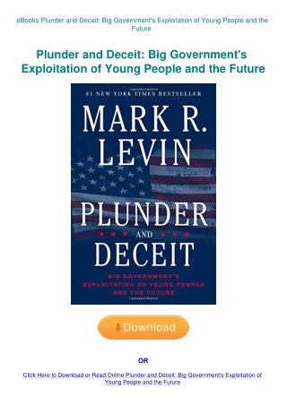 eBooks Plunder and Deceit Big Government's Exploitation of Young People and the Future