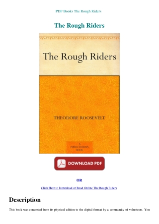 PDF Books The Rough Riders