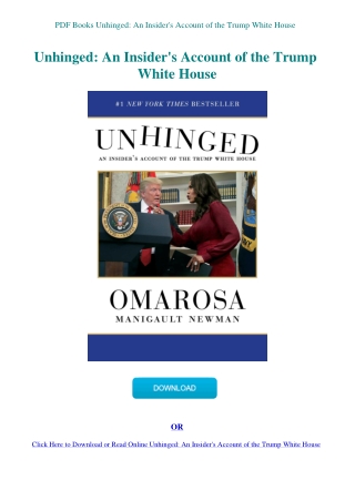 PDF Books Unhinged An Insider's Account of the Trump White House