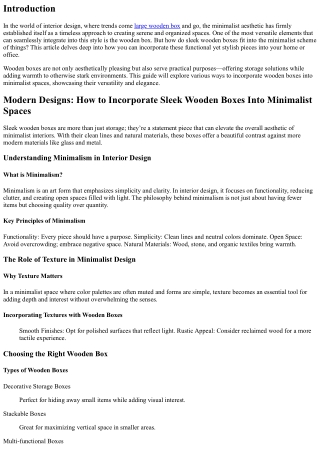 Modern Designs: How to Incorporate Sleek Wooden Boxes Into Minimalist Spaces