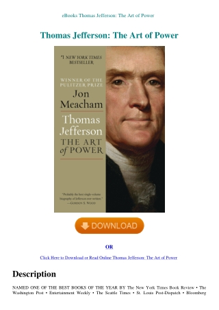 eBooks Thomas Jefferson The Art of Power