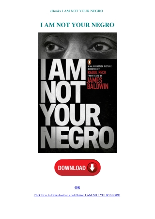 eBooks I AM NOT YOUR NEGRO