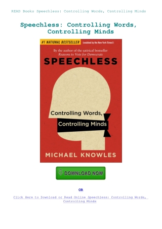 READ Books Speechless Controlling Words  Controlling Minds