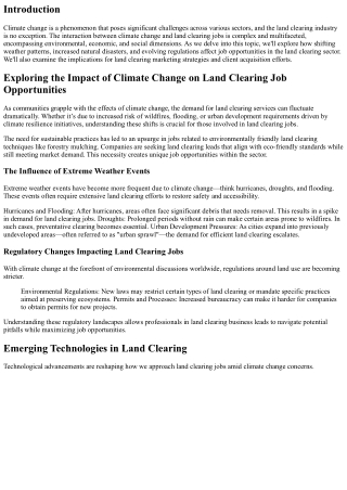 Exploring the Impact of Climate Change on Land Clearing Job Opportunities