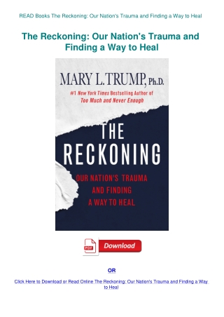 READ Books The Reckoning Our Nation's Trauma and Finding a Way to Heal