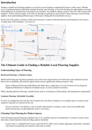 The Ultimate Guide to Finding a Reliable Local Flooring Supplier
