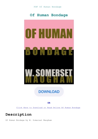 PDF Of Human Bondage