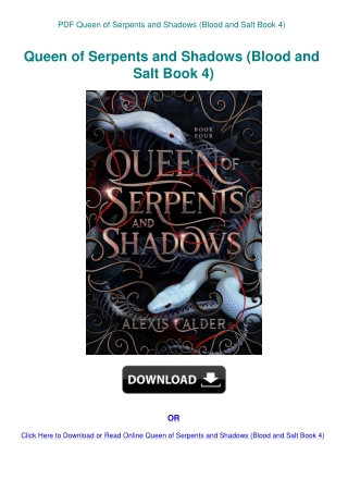 PDF Queen of Serpents and Shadows (Blood and Salt Book 4)