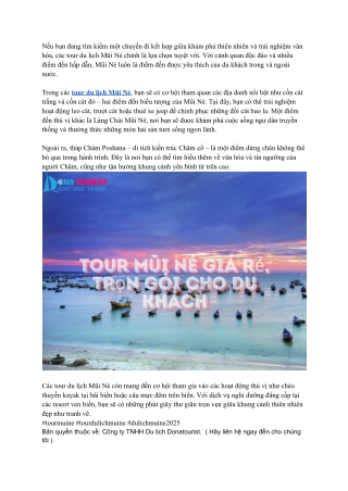 Tour Du Lich Mui Ne – Hanh Trinh Kham Pha Bien Cat va Van Hoa Dia Phuong