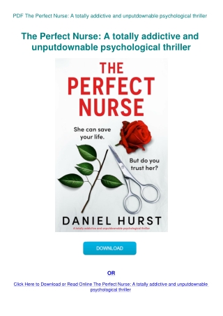 PDF The Perfect Nurse A totally addictive and unputdownable psychological thriller