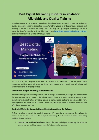 Best Digital Marketing Institute in Noida for Affordable and Quality Training
