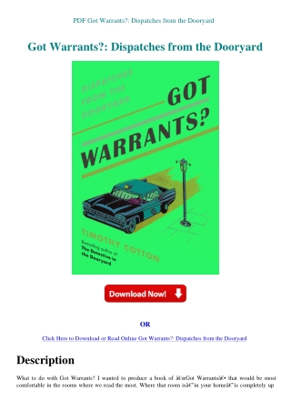 PDF Got Warrants Dispatches from the Dooryard