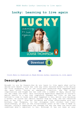 READ Books Lucky Learning to live again