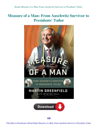 Books Measure of a Man From Auschwitz Survivor to Presidents' Tailor