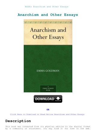 Books Anarchism and Other Essays