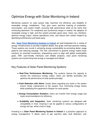Optimize Energy with Solar Monitoring in Ireland