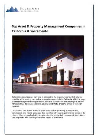 Top Asset & Property Management Companies in California & Sacramento