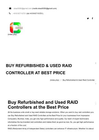 Refurbished & Used Raid Controller At Best Price in  Mumbai.