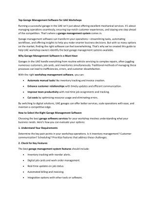 Top Garage Management Software for UAE Workshops
