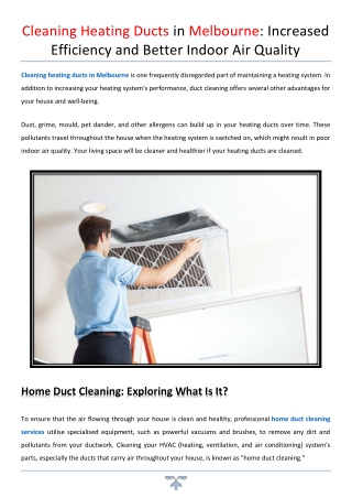 Cleaning Heating Ducts in Melbourne Increased Efficiency and Better Indoor Air Quality